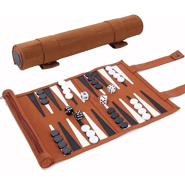 Backgammon-set i mikrofiber för resor - Resespel för vuxna, rulldesign, barns pusselspel, brädspel, strategiska spelpjäser