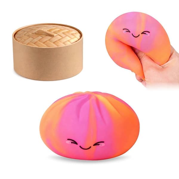 Regnbågsdumpling Squishies, 2026 Nya Dumpling Stressbollar Fidget Sensoriska Bollar, Dumpling Kläm Degboll Stresslindring för Vuxna Orange-violett