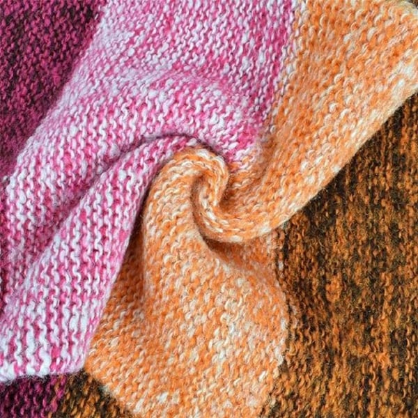 Kvinnor Färgglad Halsduk Vinter Stickad Loop Infinity Scarf Varm Wrap Cowl (C)