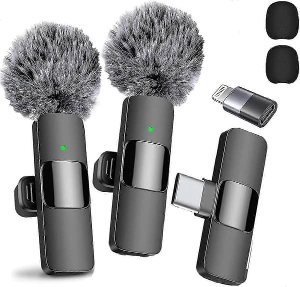 2024 Profesjonell Trådløs Lavalier Mikrofon 2-Pakning Støyreduserende Krystallklar Innspilling med USB-C for iPhone 15 Pro Max, iPad, Android