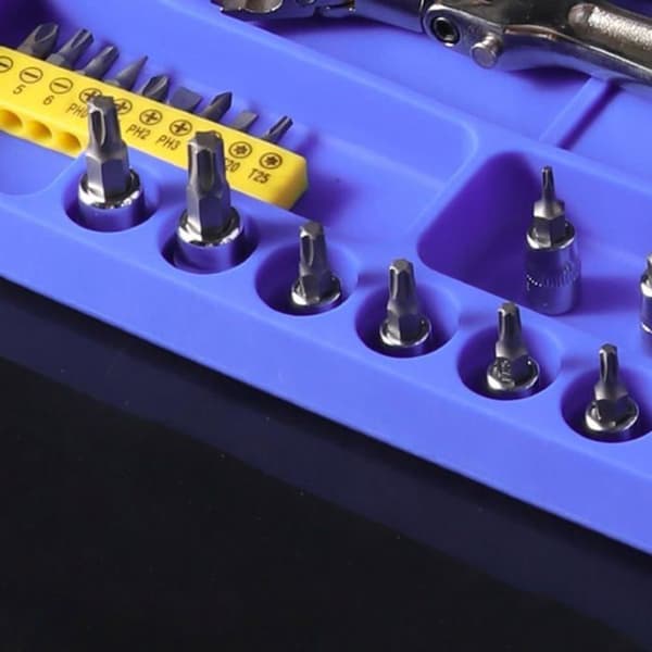 Solid silikonverktøyholder med magnetisk brett, perfekt for å organisere smådeler