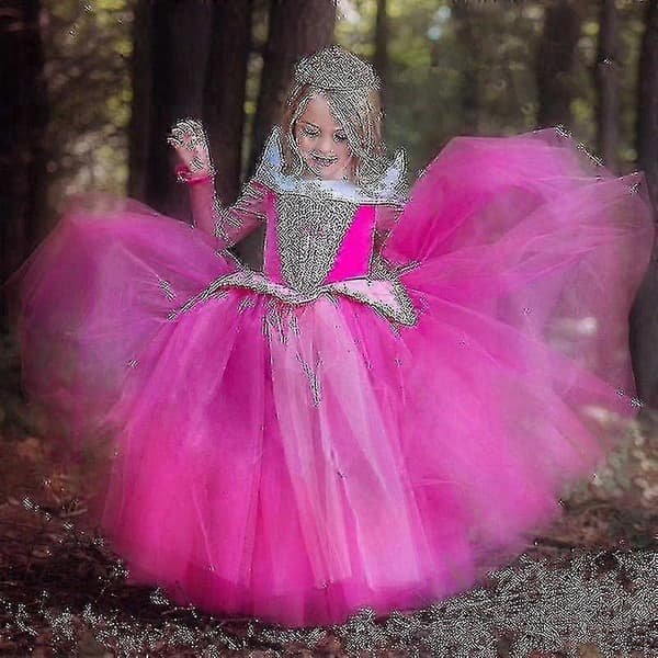 Tornerose Fest Prinsessekjole Piger Udklædning Rose 4-5 År