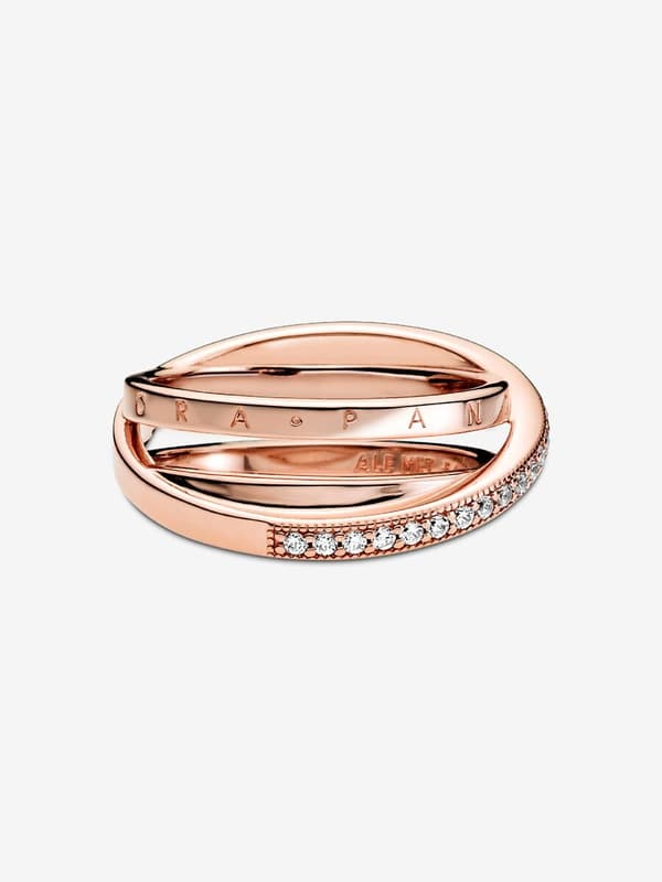 Pandora - Crossover Pavé Triple Band Ring - 14k rosaguld plating Circumference: 50mm