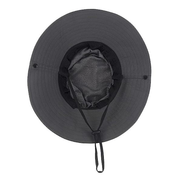 2 stk. Dame Udendørs UV-beskyttelse Sammenfoldelig Solhat Mesh Bred Langs Strand Fiskeri Hat Med Hestehale Hul dark grey
