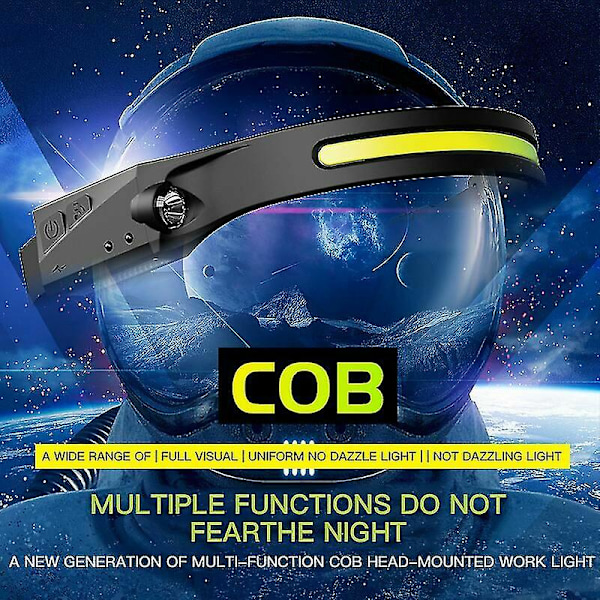 USB-ladattavat otsalamput, COB kirkas LED-otsalamppu taskulamppu