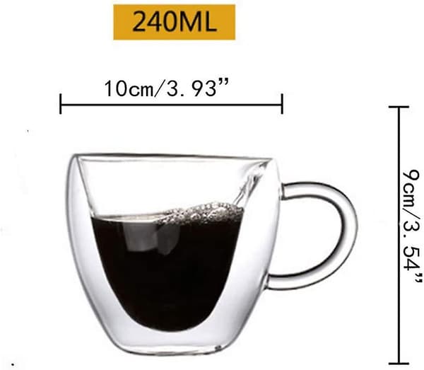 Hjerteformet dobbeltvegget isolerende glass kaffekopper eller tekopper, melkekopper
