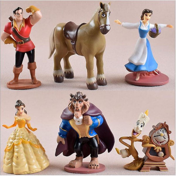 6st/ set Disney Skönheten och odjuret Tecknad modell Actionfigur Anime Minimodell Dekoration Samling Figurin Leksaker Presenter