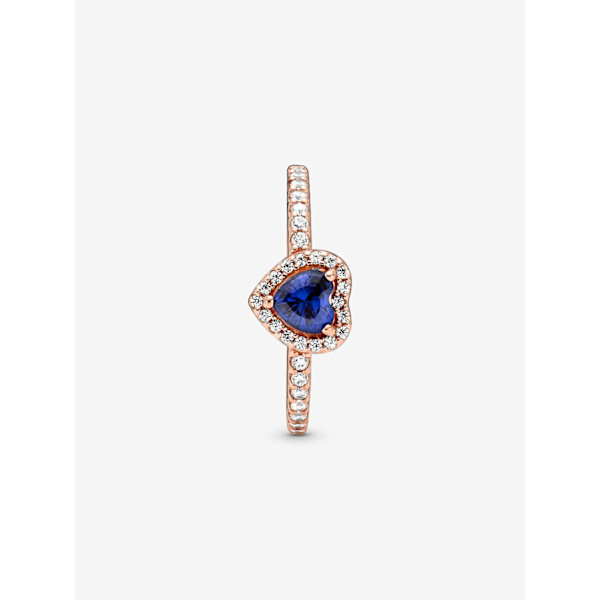Pandora - Sparkling Blue Elevated Heart Ring - 14k rosaguld plating Circumference: 58mm