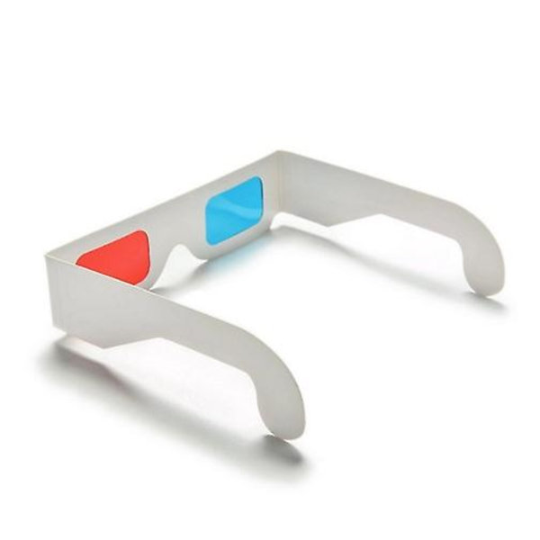 Papirbriller for filmer, røde og cyan linser i hvit ramme Anaglyph papp - brettet i beskyttende hylse, for hjemmekino videospill tegneserier publ