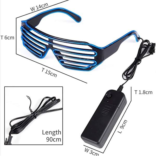 Neon Rave Briller, Neon Briller Neon Rave Briller Lys Opp Blinkende Led Solbriller Lukker El Briller Kostymer Til Fest - Fluorescerende Grønn -