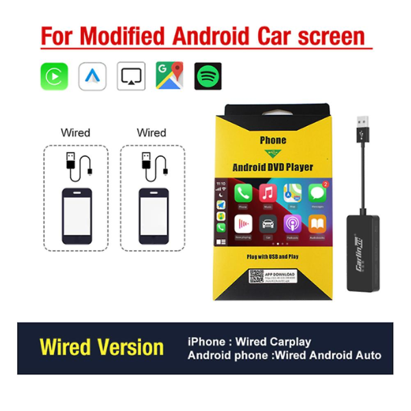 Carlinkit 5.0/4.0/3.0 Trådløs Carplay Adapter Apple Carplay Android Auto Ai Box Smart Car Wifi Bluetooth Auto Connect Plug&play Black