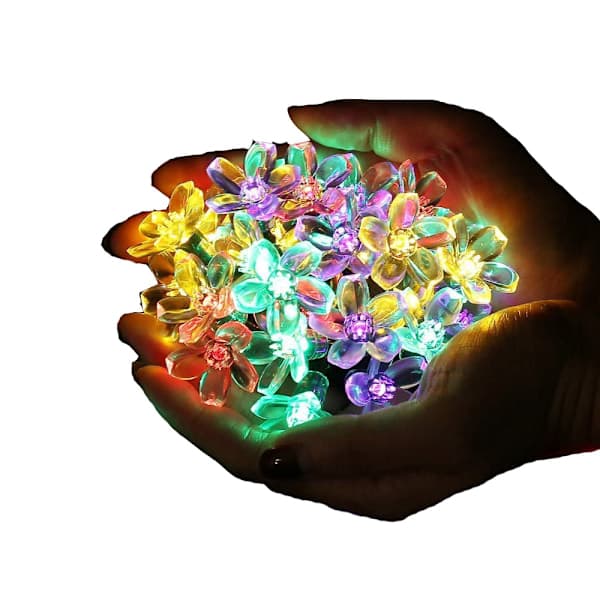 Solcellelamper udendørs blomster, 7m 50 LED-lys