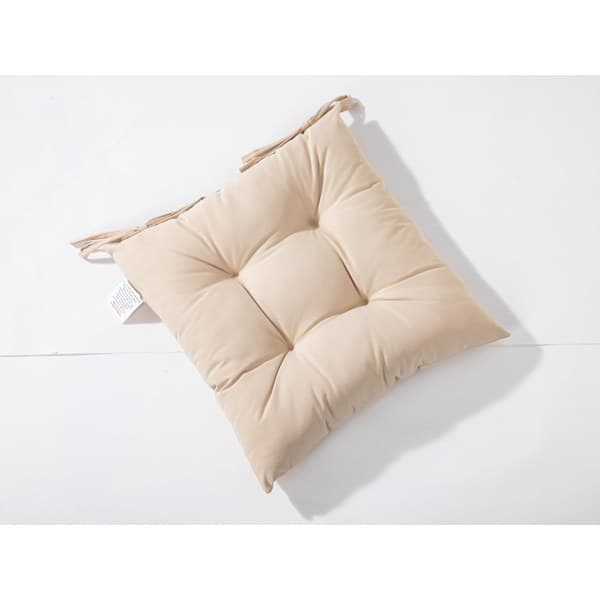 Tuolinpäällinen nauhalla, 4 kpl, beige, 40 x 40 cm