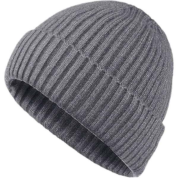 Vinterhatter for menn Ullstrikket Slouchy Beanie Hatter Varme Baggy Skull Cap Dark Gray