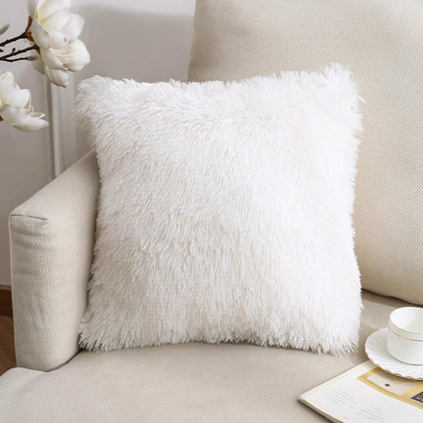 3 stk. bløde kunstige pels pudebetræk hjem dekorative firkantede fluffy pudebetræk pudebetræk pudebetræk til stue sofa soveværelse (43 x 43 cm)