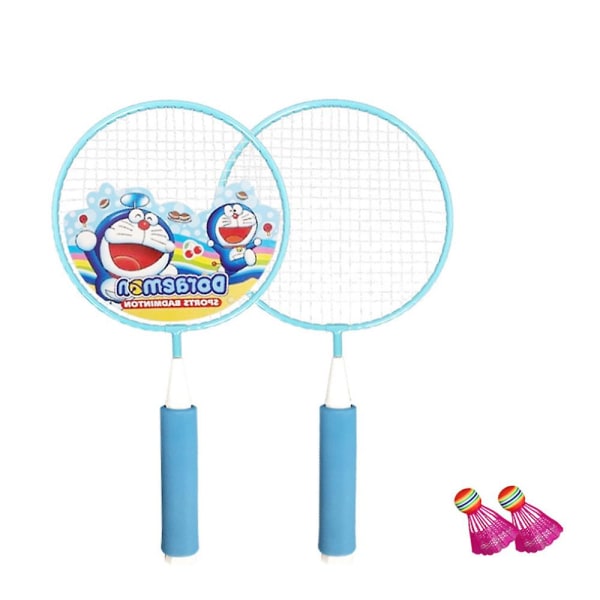 Badmintonketcher Badmintontræningsværktøj Udendørssportslegetøjssæt til børn (2 ketcher, 2 badmintonbolde), blå