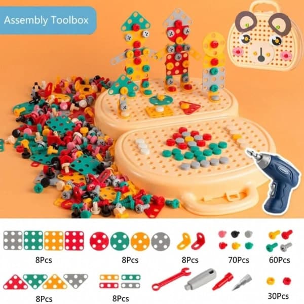 203 deler Hieoby sett DIY pedagogiske leker med drill for gutter og jenter