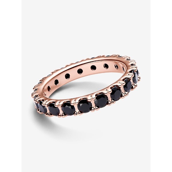 Pandora - Sort glitrende rad evighetsring - 14k roségullbelegg Circumference: 54mm