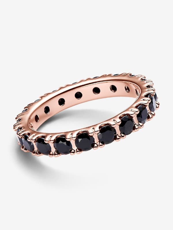 Pandora - Svart Glittrande Rad Evighetsring - 14k roséguldplätering Circumference: 50mm