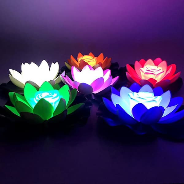 18/28cm Tekokukkalotus LED-uimallaslamppu Jikaix Gradient 18 cm