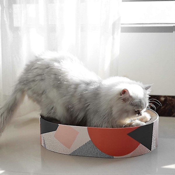 Kattenskrape Kartong Seng Lounge Sofa For Innendørs Katter Oval Form 17\"x13\", Kitty Cat Scratching Pad Gjenbruk Bølgepapp Skrape Varig Møbler
