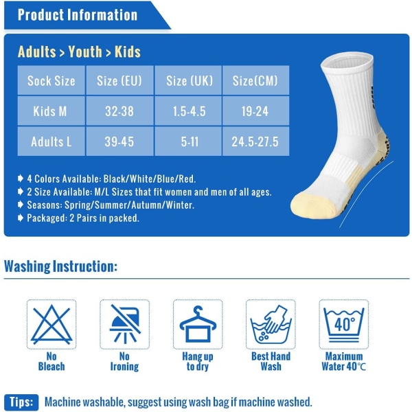 1 par anti-skli fotballsokker, herre sportssokker anti-blemme fortykket fôr grep sokker fotball pustende fuktighetstransporterende atletisk sokker(M)