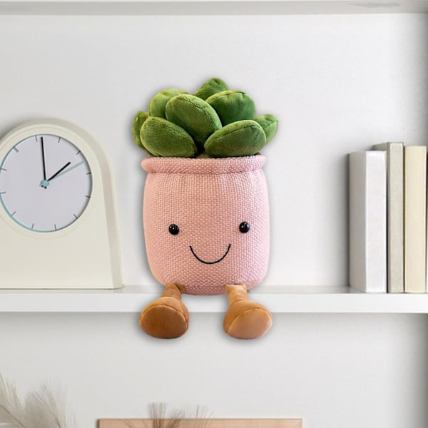 Gosedjur i form av suckulenter - söta, mjuka växter - plyschleksaker med leende ansikte - rumsdekoration - leksak - krukväxter - fluffig docka - söt tecknad plyschkudde - presenter Pink