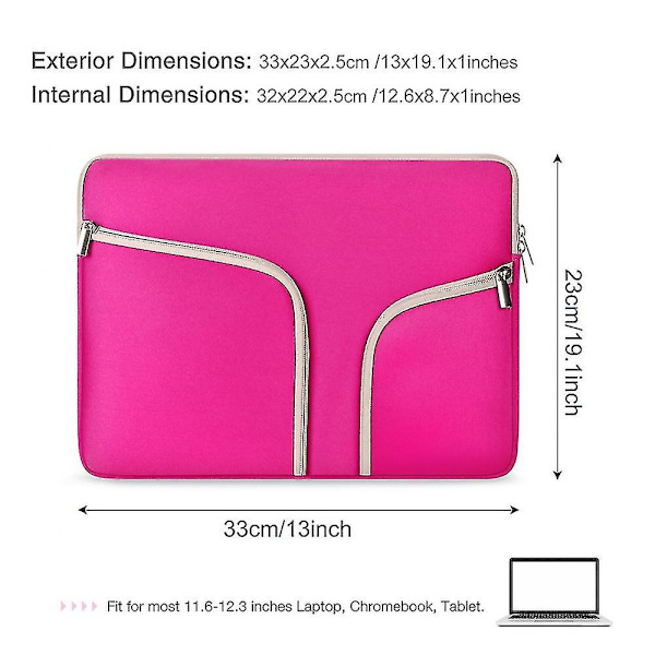 Vattentät bärbar datorfodral väska 13x9,1 tum dragkedja ficka för Macbook Samsung Chromebook Hp Acer