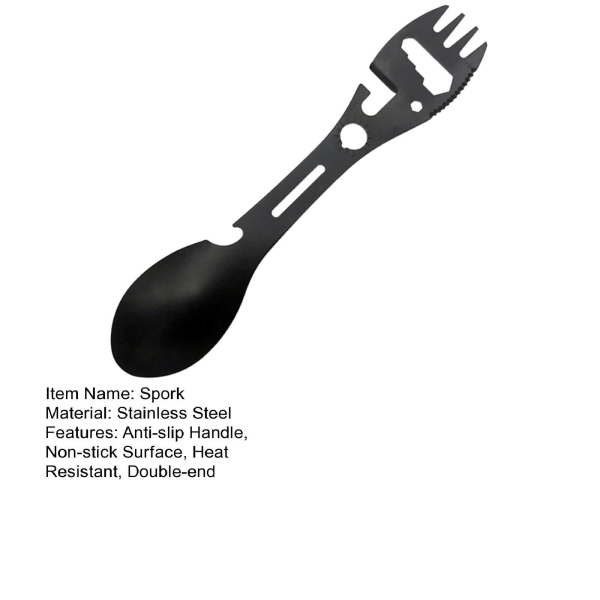 pcs Survival Spork Non-stick Surface Bestikk Piknik Gaffel Skje Bestikk Glatt Boks 3PCS