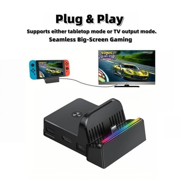 Bærbar Mini Switch TV-dokkingstasjon - Ladestativ erstatning for Switch, Kompakt Dokk