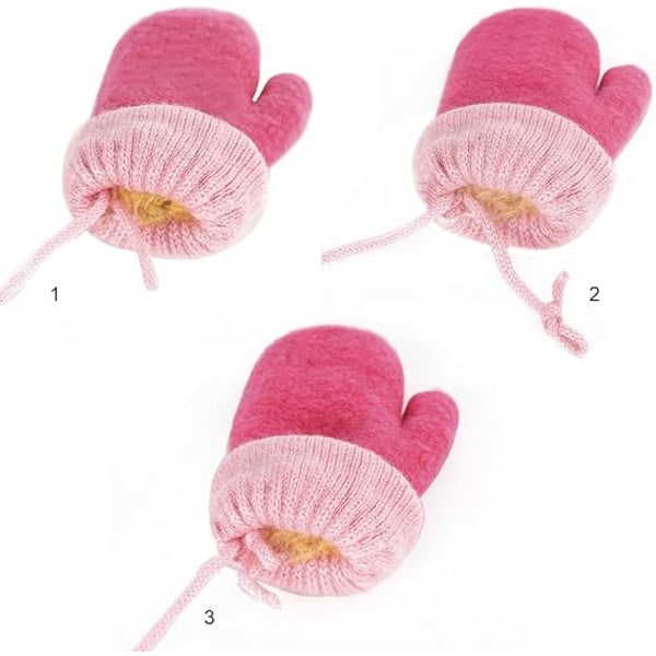 Toddler Magic Stretch Mittens Tjocka Plyschfodrade, Vinter Baby Boys Girls Stickade Vantar Varma Fluffiga Hel Finger Vantar Kallt Väder Skidhandskar