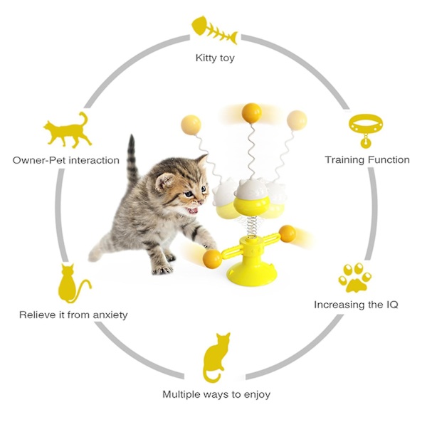 Kattunge Teaser Stick Balans Snurrbord Boll Katt Jakt Leksak Rolig Interaktiv Husdjur Fjäderleksaker