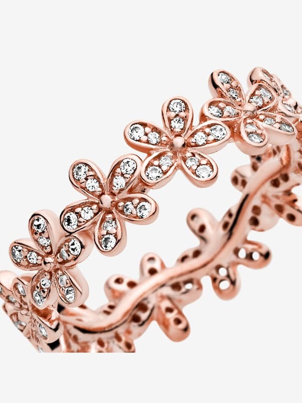 Pandora - Daisy Flower -sormus - 14k ruusukullattu Circumference: 56mm