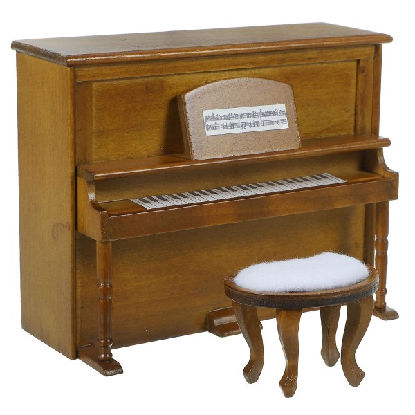 1 set miniatyrpiano och pall Miniatyr husmöbler modell mini hus pianopall statyett As Shown 13X5.5X10.3cm