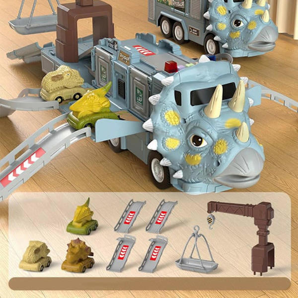 Leksaksbilar för småbarn Dinosaurieleksaker för 1 2 3 4 5 6 7 år gamla pojkleksaker, 9-i-1 friktionsdriven leksaksbil i transportleksak Lastbilar för pojkar och flickor Barn Ag Navy Tyrannosaurus re*