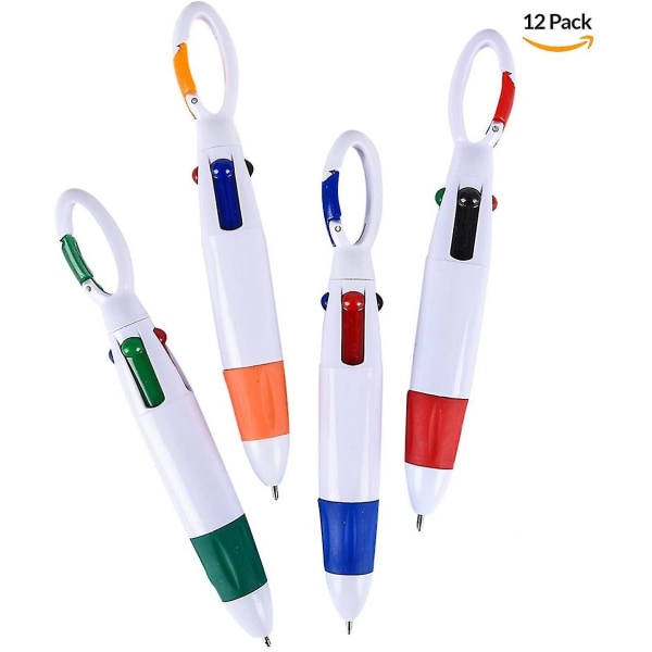 Pack Of 10bulk Mini 4-in-1 Multi-colored Ink Ballpoint Pens With Keychain