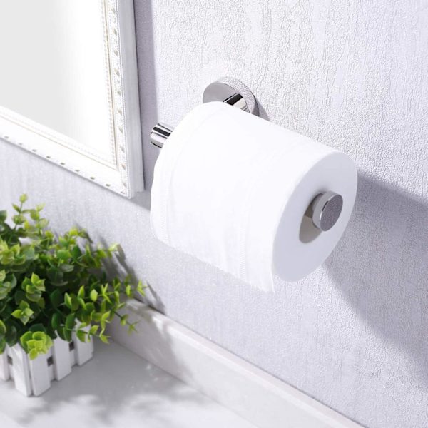 Toiletpapirholder til vægmontering, toiletrulleholder i rustfrit stål, moderne, L4G-9904 (poleret, krom)