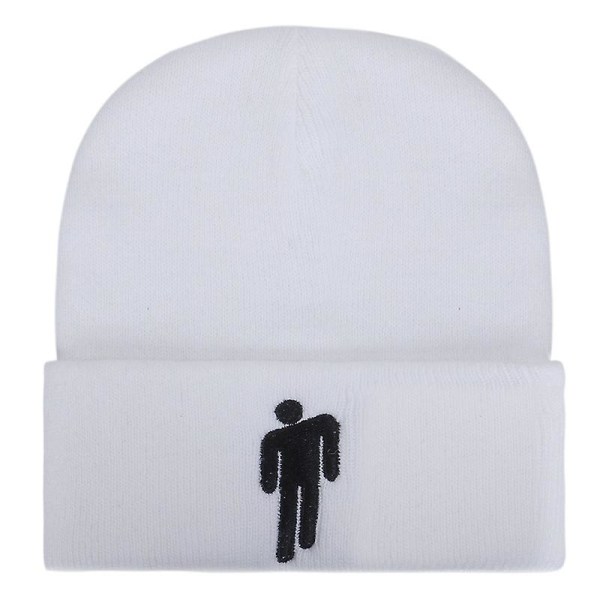 Billie Eilishin neulottu hattu unisex hip-hop hattu casual villahattu (valkoinen 1kpl)