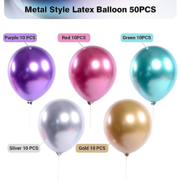 Vinterkampanje, flerfargede ballonger metallballonger 50 stk lateksballonger 12 tommers metallballonger