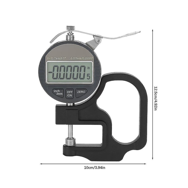 0,001 mm digital tjockleksmätare Elektronisk mikrometer i intervallet 0-12,7 mm för mätverktyg för papperslädertygtråd