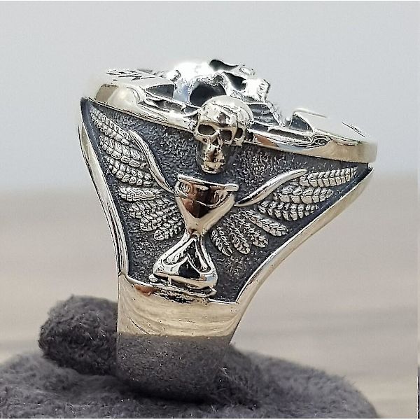 Memento Mori -kallorengas sterlinghopeasta, seostettu, unisex-kallorengas 12