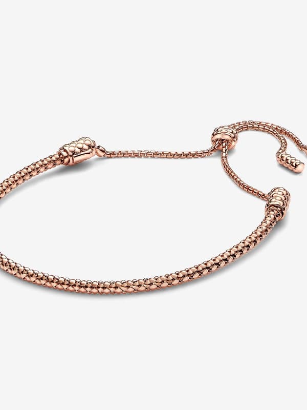 Pandora - Studded Chain Slider Armbånd - 14k rosaguld plating