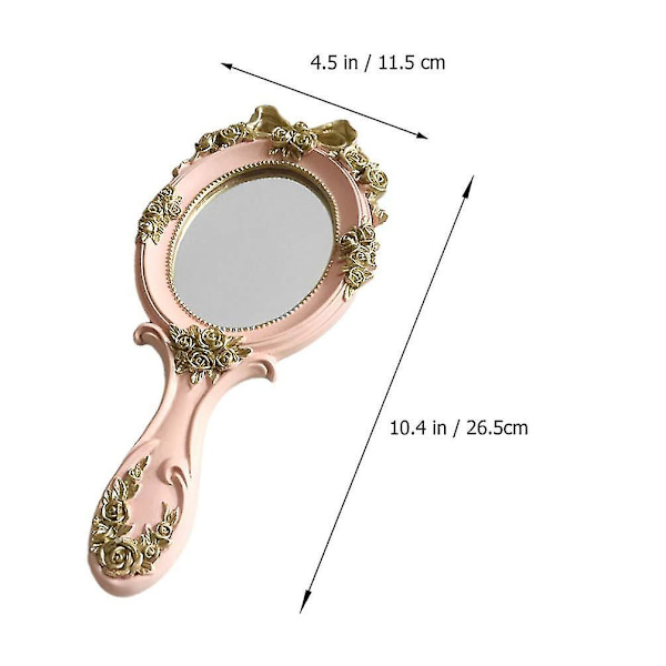Vintage Hand Spegel Prinsessa Kosmetisk Spegel Kompakt Smink Spegel För Hem Resa Skönhetssalong Tillbehör Rosa