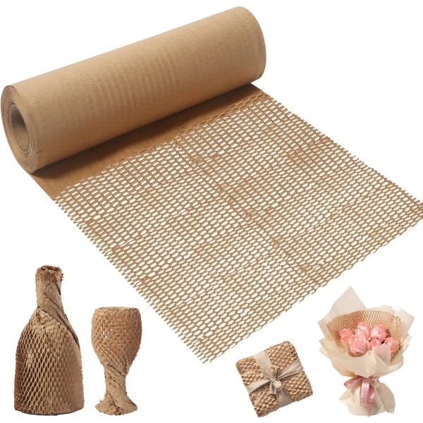 Brun vaxkakpappersförpackning, 30 cm x 30 m biologiskt nedbrytbar bubbelplastpapper, miljövänligt brunt packpapper för flytt och inslagning
