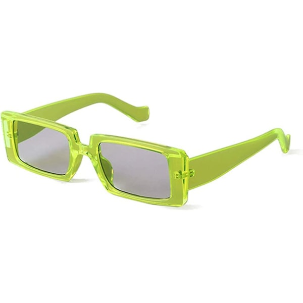 Retro rektangel solbriller til kvinder mænd Mode vintage firkantet stel briller Uv 400 beskyttelse Kørebriller - Grøn -
