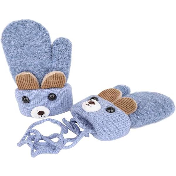 Toddler Magic Stretch Mittens Tjocka Plyschfodrade, Vinter Baby Boys Girls Stickade Vantar Varma Fluffiga Hel Fingerhandskar Kallt Väder Skidhandskar