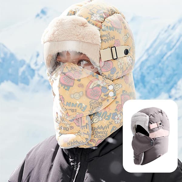 Vinter Vinter Utomhus Ridning Varm Och Kall Tät Bomullsmössa Vinter Vindtät Mössa Öronskydd Dark grey