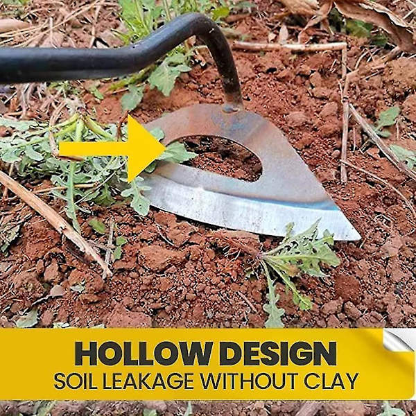 Hålhacka, rostfritt stål, bärbar liten hacka, mångsidig, robust och hållbar trädgårdsredskap, ogräsrensare, plantering av grönsaker, hemträdgård, gård, ihålig