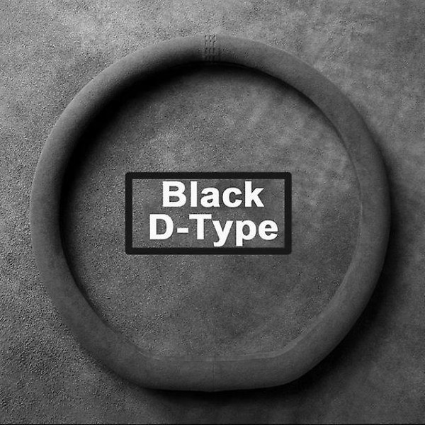 Mockaöverdrag för alla årstider Rattöverdrag Ultratunt halkfritt D-format runt andningsbart svettabsorberande rattöverdrag black-D-type