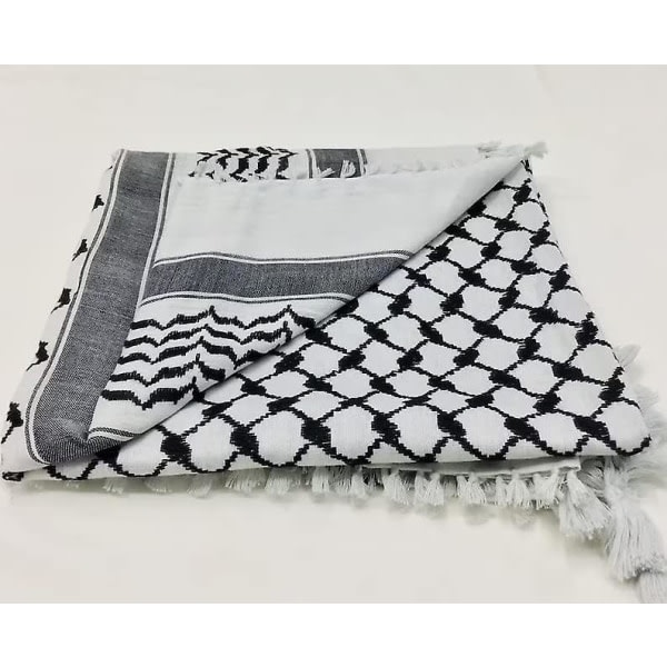 Palæstina-tørklæde, Keffiyeh, Arafat Hatta, bred med kvaster, Shemagh Keffiyeh Arabisk houndstooth100%